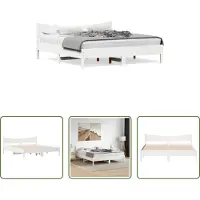 The Living Store Letto in legno massiccio con testiera bianca 180x200 cm in pino