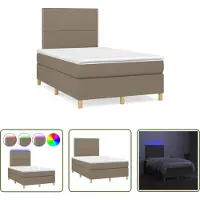 The Living Store Letto a molle insacchettate con materasso e tessuto LED Taupe 120x190 cm
