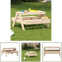 The Living Store Tavolo da picnic per bambini 88x97x52 cm in legno di pino massiccio