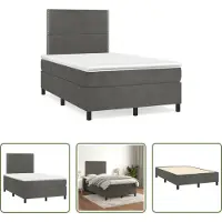 The Living Store Letto a molle con materasso grigio scuro 120x190 cm in velluto