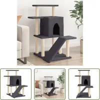 The Living Store Graffiatoio in Sisal Grigio Scuro 97 cm
