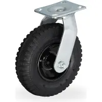 Relaxdays Ruota orientabile , con pneumatico, 2,50-4, ruota da trasporto per carichi pesanti, piastra in acciaio da avvitare, fino a 120 kg, nera