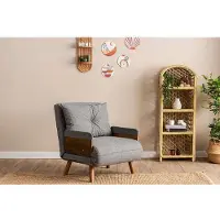 Hannah Home , Cosmo Single - Light Grey, divano letto a 1 posto, grigio chiaro, 100% POLIESTERE, 77 x 70 x 82 cm