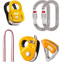 Petzl - Set di carrucole e dispositivi di bloccaggio - Kit Crevasse Rescue in Alluminio - Arancione