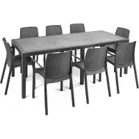 vidaXL Tavolo da giardino antracite 220x90x72 cm in plastica effetto rattan