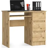 Akord Scrivania Per Pc 3 Cassetti Lato Destro Rovere Artigianale 90X50X77 Cm