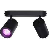 Calex Smart, plafoniera a soffitto, 2 luci, rotonda, inclusa lampada GU10, dimmerabile, colore nero