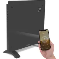 Vonroc Termoconvettore Elettrico Smart 500W/1000W in Vetro Grigio WiFi
