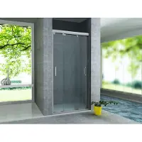 BELVIT , sistema di separazione per doccia con 3 ante scorrevoli, vetro temperato di sicurezza (ESG) da 8 mm, trattamento nanotecnologico, dimensioni 90x200 cm
