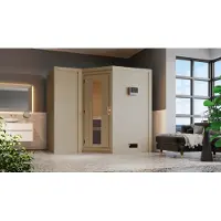 Karibu Cabina sauna interna Sahib Sauna interna 3 panche in legno con finitura naturale Cabina sauna Spessore parete: 40 mm Sauna a infrarossi