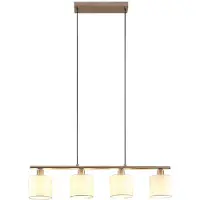 LINDBY lampada a sospensione Stannis, 75 cm, bianco, a 4 luci, tessile