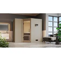 Karibu Cabina sauna interna Sahib Sauna interna 3 panche in legno con finitura naturale Cabina sauna Spessore parete: 40 mm Sauna a infrarossi