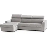 Talamo Italia Divano Fisso con Penisola Akela 95x280 cm Grigio Grigio, Sfoderabile Poggiatesta Regolabili, Vano Contenitore Porta Cuscini