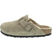 Birkenstock per donna. 1028299 Zoccoli in Pelle Boston Shearling (Calzata Stretta) beige (40), Basso, Camoscio, Nessuno, Casual