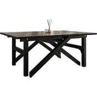 Mirjan 24 Tavolino e tavolo da pranzo Xena Bis, 2 in 1, struttura in acciaio (Colore: Nero / Nero Pietra Grigia)