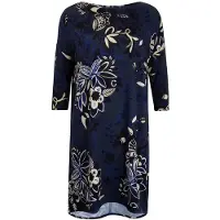 DIDI Loose Dress 3/4 Sleeves Print Dark Blue With Centrepiece Pri Taglia: 34 | Abiti Midi Outlet | Donna | Blu