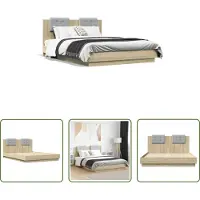 The Living Store Giroletto con testiera in rovere Sonoma 140x200 cm Materiale in legno