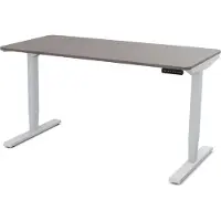 Assmann scrivania regolabile elettricamente in altezza Y-Line Curved cemento a vista alluminio bianco antracite, 120x80cm, funzione memoria, funzione motore a 2 ripiegamenti