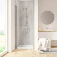 Schulte Porta doccia per nicchia, con ante a battente, modello Garant 2.0 ExpressPlus, dimensioni 100 x 200 cm, profilo in alluminio, vetro trasparente con trattamento anti-sporco