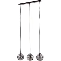 LINDBY lampada a sospensione Valentina, vetro, grigio fumo, rotonda, 3 luci.