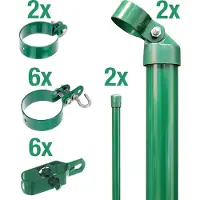 Alberts 600259 Set di collegamento per cancello in filo metallico e recinzione in rete metallica, set, 2s, zinco-fosfatato verde, Ø cancello: 76 mm, altezza recinzione: 12 cm