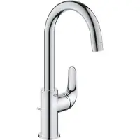 GROHE Euroeco Mitigeur monocommandé pour lavabo, L-Size, saillie 140mm, vidage à tirette, orientable, EcoMode, 24272001, 24272001