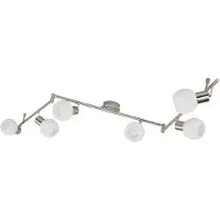 LINDBY plafoniera Elaina, 180 cm, a 6 luci, nichel, vetro, E14