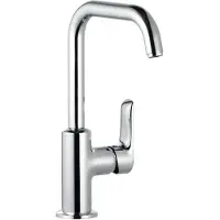 Kludi PURE&SOLID Mitigeur monocommandé pour lavabo, hauteur de bec 205mm, orientable, avec garniture d'écoulement, chrome, 340250575, 340250575