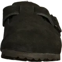 Birkenstock per donna. 259883 Zoccoli in Pelle Boston Shearling (Calzata Stretta) nero (41), Basso, Camoscio, Nessuno, Casual