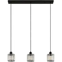 LINDBY lampada a sospensione Vella, trasparente, vetro, 83 cm, a 3 luci