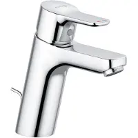 Kludi PURE&EASY Mitigeur monocommandé pour lavabo, hauteur de bec 100mm, garniture d'écoulement en métal, chrome, 372900565, 372900565
