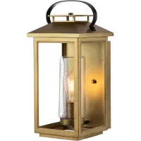 Licht-Erlebnisse Applique da esterno in vetro E27 IP44 alta 44,5 cm in ottone anticato angolare per esterni