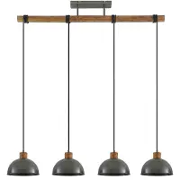 LINDBY lampada a sospensione Durbis, 116 cm, 4 luci, grigio, legno, E27