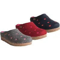 Haflinger Clogs 'Grizzly Cuoricini' grigio / rosa