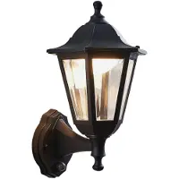 LINDBY Applique da esterni LED Iavo, con sensore, nera, 38 cm, IP44