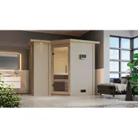 Karibu Cabina sauna interna Sahib Sauna interna 3 panche in legno con finitura naturale Cabina sauna Spessore parete: 40 mm Sauna a infrarossi