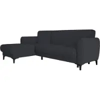 Dmora Divano Letto con Penisola Aber 153x230 cm Nero, Contenitore di Apertura Click-clack