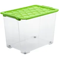 Rotho Contenitore con rotelle 65L Evo Total - Contenitore in plastica da 59,0 x 39,5 x 41,2 cm - Contenitore impilabile con coperchio - Contenitori richiudibili in modo sicuro