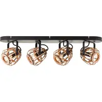 Brilliant Nikka spot bar 4flg nero/naturale | 4x D45, E14, 28W, adatto per lampade a goccia (non incluse)