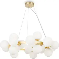 Maytoni Lampadario Contemporaneo Dallas Metallo Oro 25 Luci Diffusori Bianco Opaco