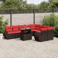 Prolenta Maison Exclusive - Set da giardino 10 pezzi con cuscini, marrone, polyrattan