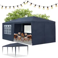 Juskys Tenda per feste 3x6 m blu con tetto e pareti laterali - 18 m² di protezione solare all'aperto