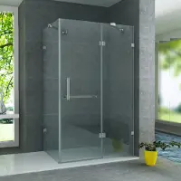 BELVIT Cabina doccia con porta scorrevole, vetro temperato ESG da 8 mm con rivestimento nanotecnologico, dimensioni 80x120x195 cm