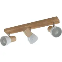 LINDBY Plafoniera Thorin, 47 cm, a 3 luci, bianco, legno, E14