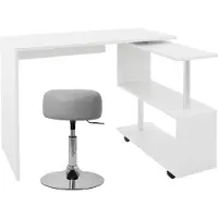 ML-Design Scrivania a L con sgabello, 150x88x75 cm, bianco, in MDF