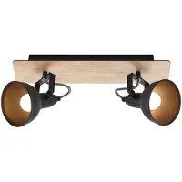 LINDBY plafoniera Aylis, a 2 luci, 40 cm, nero, legno, E14