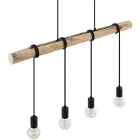 LINDBY Lampada a sospensione Ferris, a 4 luci, 90 cm, legno, E27