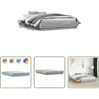 The Living Store Struttura letto con LED Grigio rovere Sonoma 120x200 cm