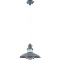 LINDBY Lampada a sospensione Louisanne, Ø35cm, grigio-verde, metallo, vetro