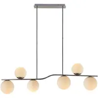 LINDBY lampada a sospensione Avalyn, color nichel, vetro, 110 cm, E14